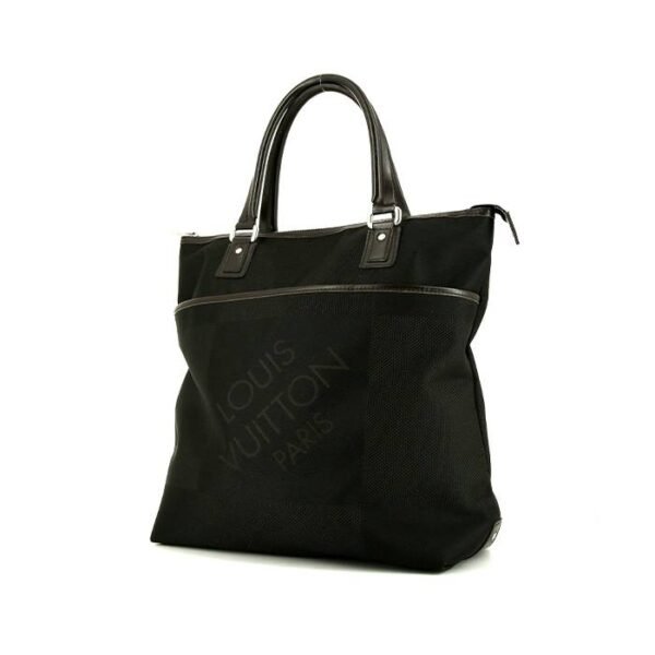 Louis Vuitton shopping bag in black canvas and brown leather