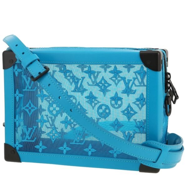 Louis Vuitton Soft Trunk shoulder bag in blue leather and transparent monogram canvas