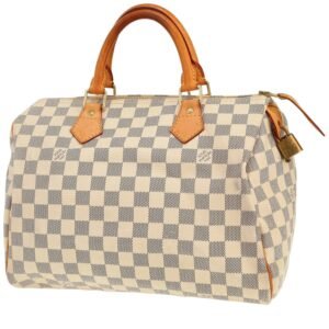 Louis Vuitton Speedy 30 handbag in azur damier canvas and natural leather