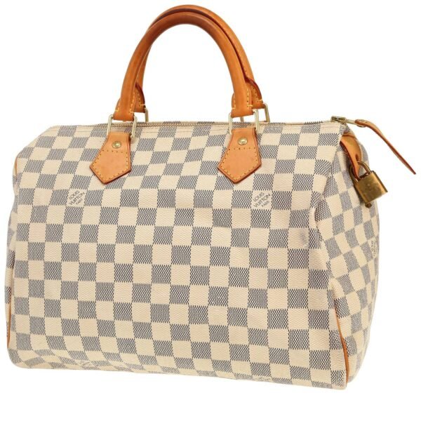 Louis Vuitton Speedy 30 handbag in azur damier canvas and natural leather