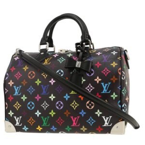 Louis Vuitton Speedy 30 handbag in black multicolor monogram canvas and black leather