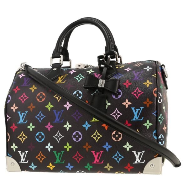 Louis Vuitton Speedy 30 handbag in black multicolor monogram canvas and black leather