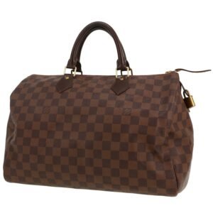 Louis Vuitton Speedy 35 handbag in ebene damier canvas and brown leather