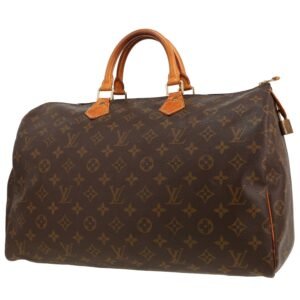 Louis Vuitton Speedy 40 handbag in brown monogram canvas and natural leather
