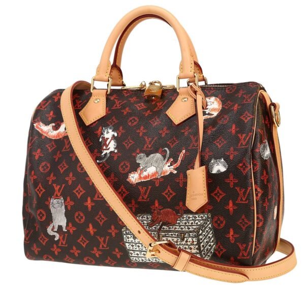 Louis Vuitton Speedy Editions Limitées handbag in black and red monogram canvas and natural leather