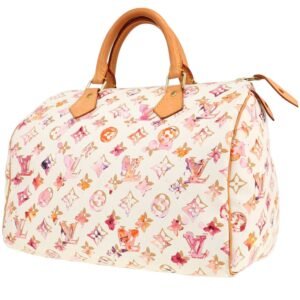Louis Vuitton Speedy Editions Limitées handbag in white monogram canvas and natural leather