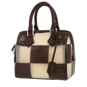 Louis Vuitton Speedy Editions Limitées small model handbag in brown and white damier canvas and brown leather
