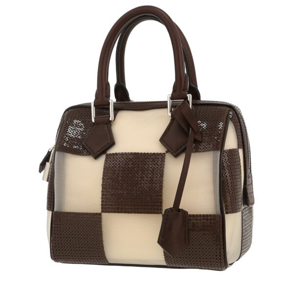 Louis Vuitton Speedy Editions Limitées small model handbag in brown and white damier canvas and brown leather