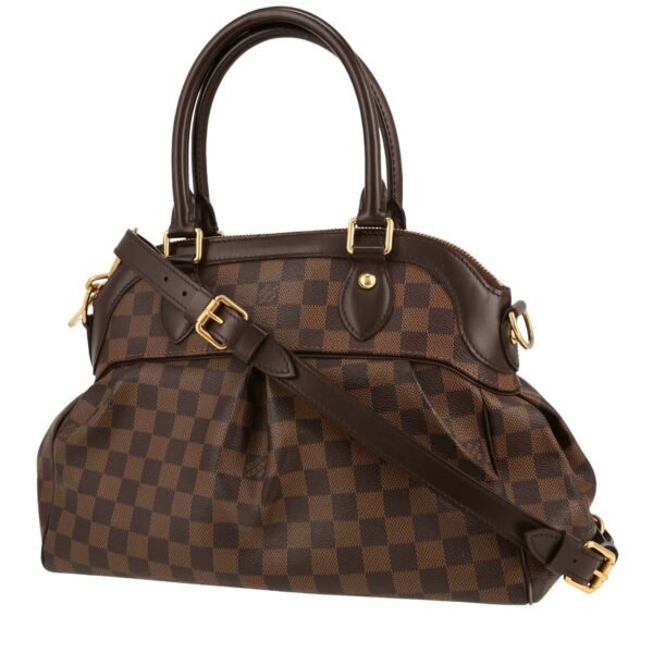 Louis Vuitton Trevi handbag in ebene damier canvas and brown leather