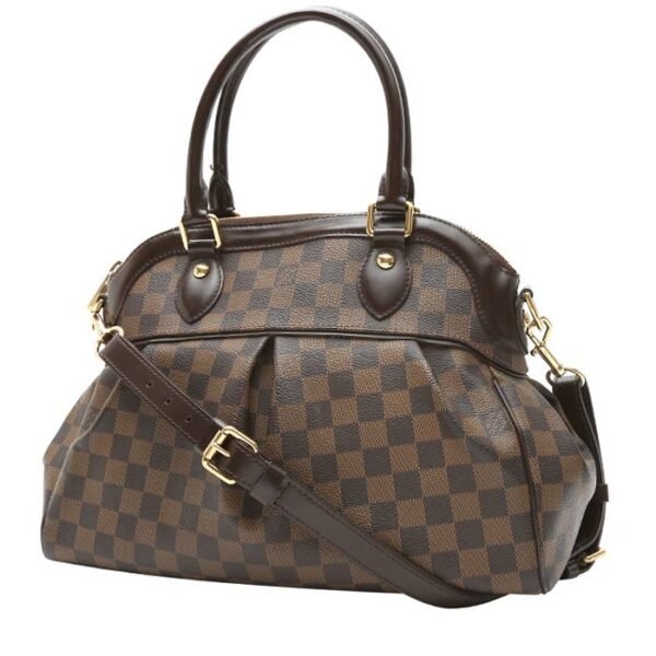 Louis Vuitton Trevi handbag in ebene damier canvas and brown leather