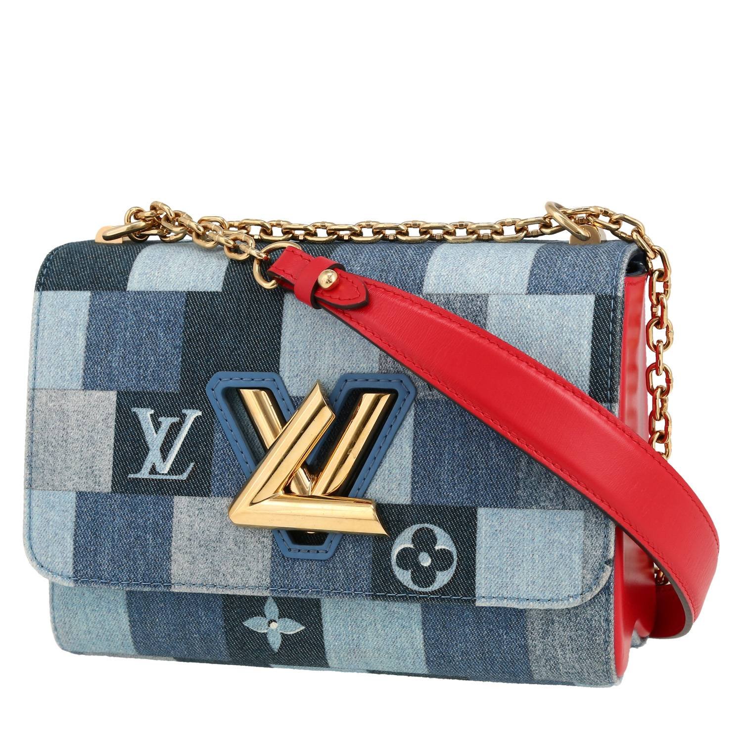 Louis Vuitton Twist handbag in blue denim canvas and red leather