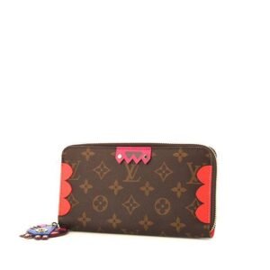 Louis Vuitton Zippy Limited Edition Flamingo Monogram Totem wallet in brown monogram canvas and red leather