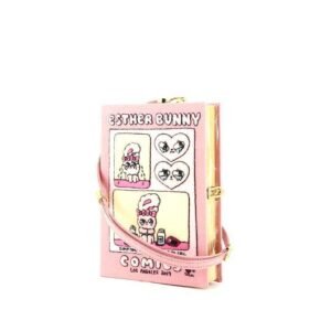 Olympia Le-Tan Comics Los Angeles Esther Bunny Sometimes you just need to cry shoulder bag in pink embroidered canvas