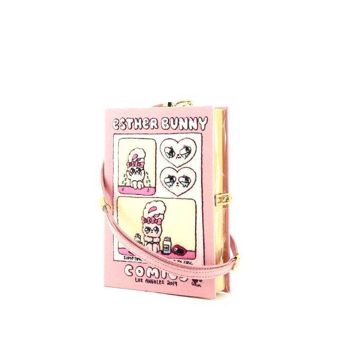 Olympia Le-Tan Comics Los Angeles Esther Bunny Sometimes you just need to cry shoulder bag in pink embroidered canvas