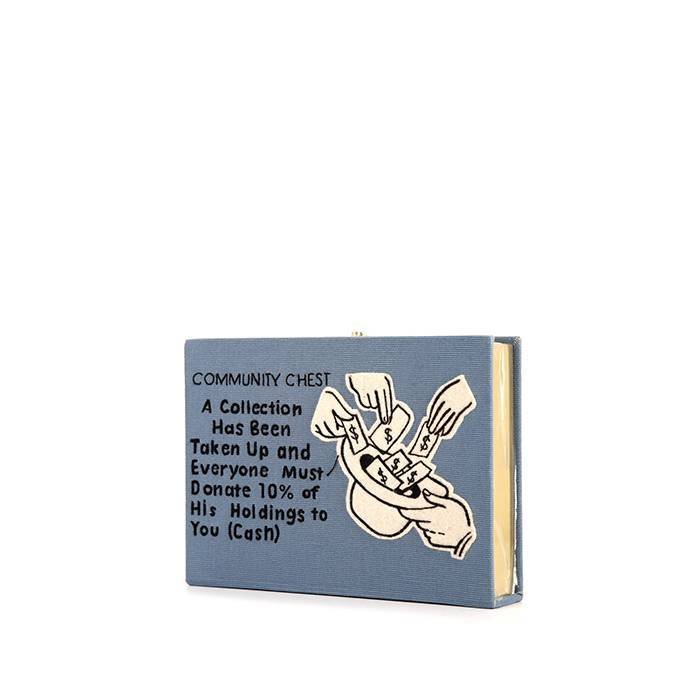 Olympia Le-Tan Community Chest clutch in blue embroidered canvas n°1/16