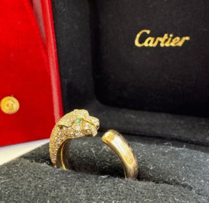 PANTHÈRE DE CARTIER Diamond RING 18K ROSE GOLD SIZE 48 W/ BOX AND CERT - R11113
