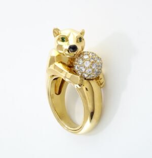 PANTHÈRE DE CARTIER RING 18K Yellow Gold with Diamonds SIZE 5.5 - R11126