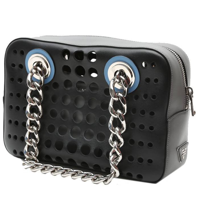 Prada Bauletto handbag in black and grey leather