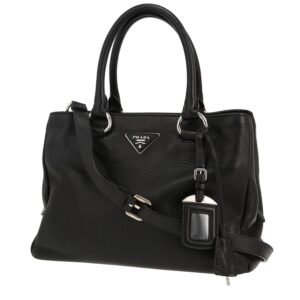 Prada Vitello shoulder bag in black grained leather