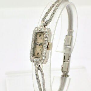 RARE Vintage Gruen Platinum Diamond Ladies Watch WL1820