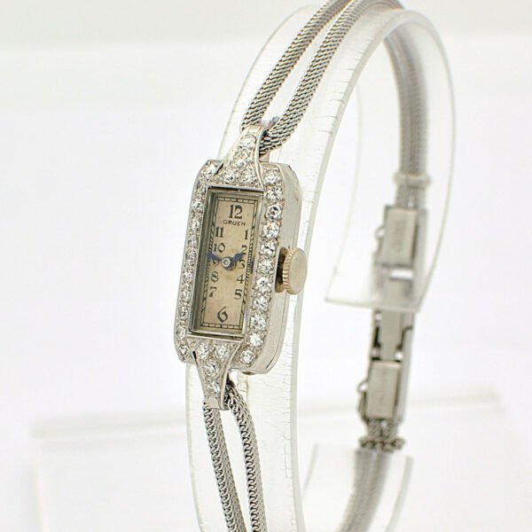 RARE Vintage Gruen Platinum Diamond Ladies Watch WL1820