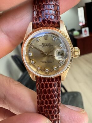 Rolex Ladies Datejust Champagne Diamond Dial 18K Yellow Gold 6917 - WL1880