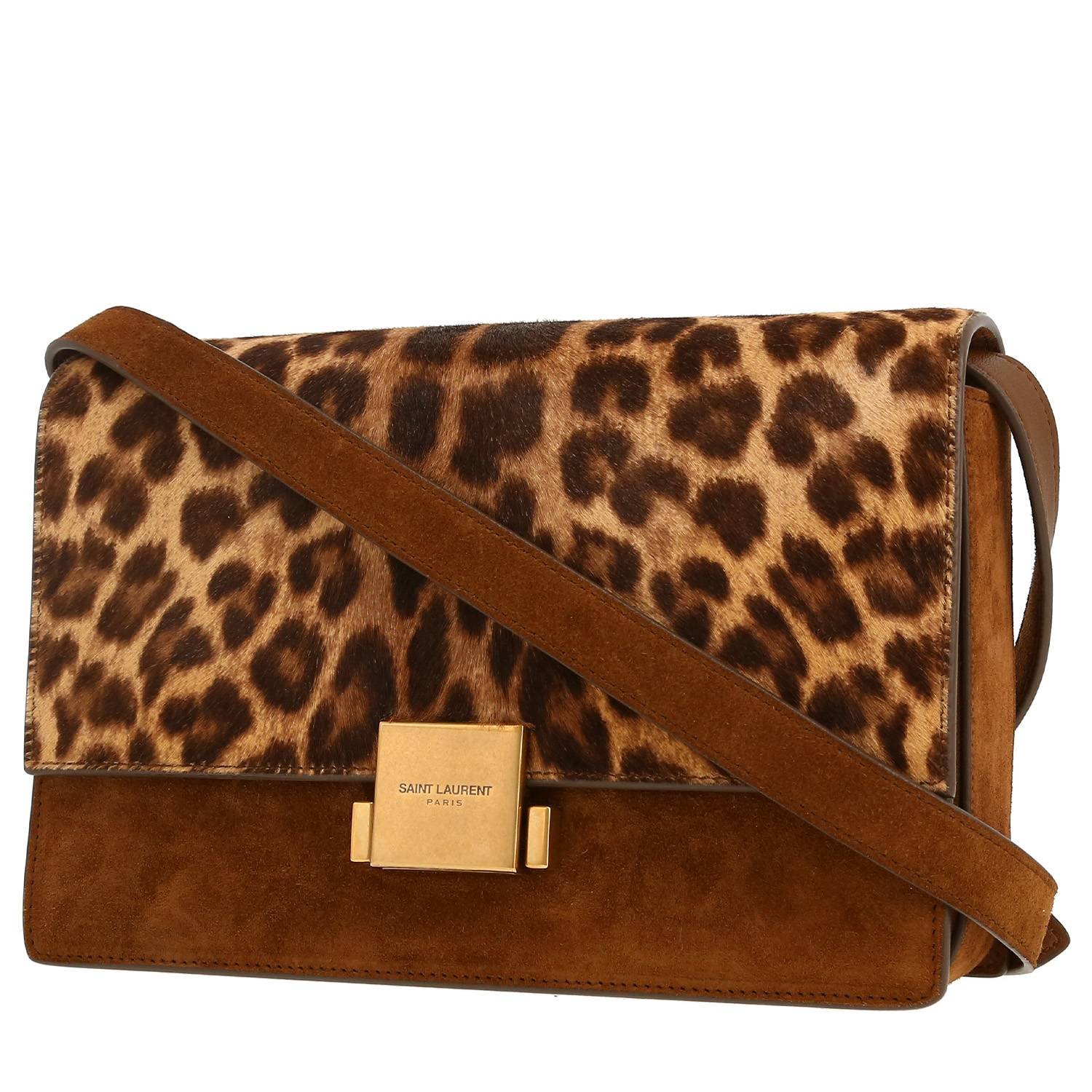 Saint Laurent Bellechasse shoulder bag in brown and beige foal and brown Veau velours