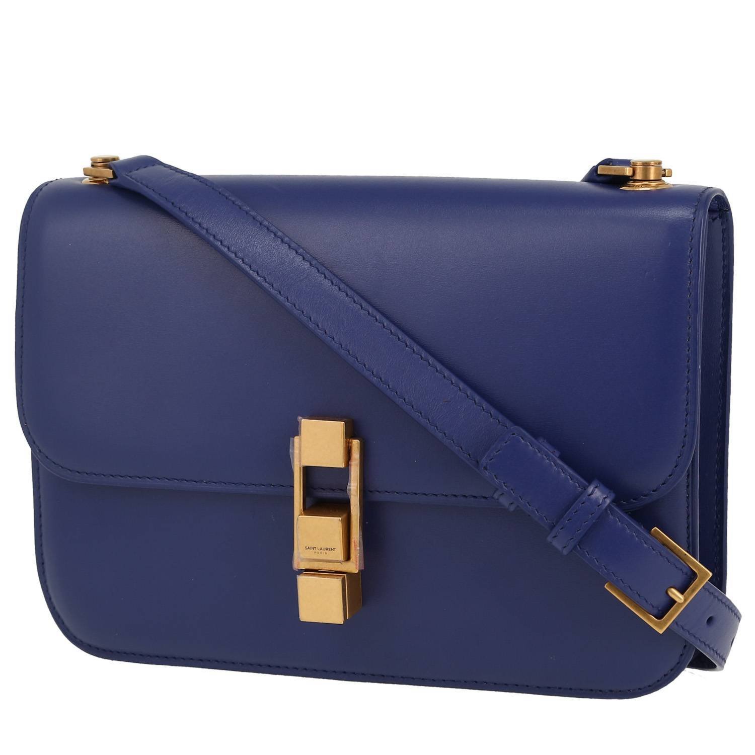 Saint Laurent Carré Satchel handbag in blue leather