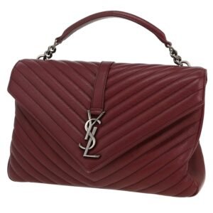 Saint Laurent College handbag in burgundy chevron quilted leather