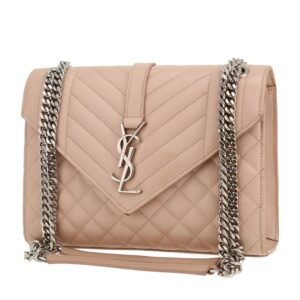 Saint Laurent Envelope medium model shoulder bag in beige grained leather