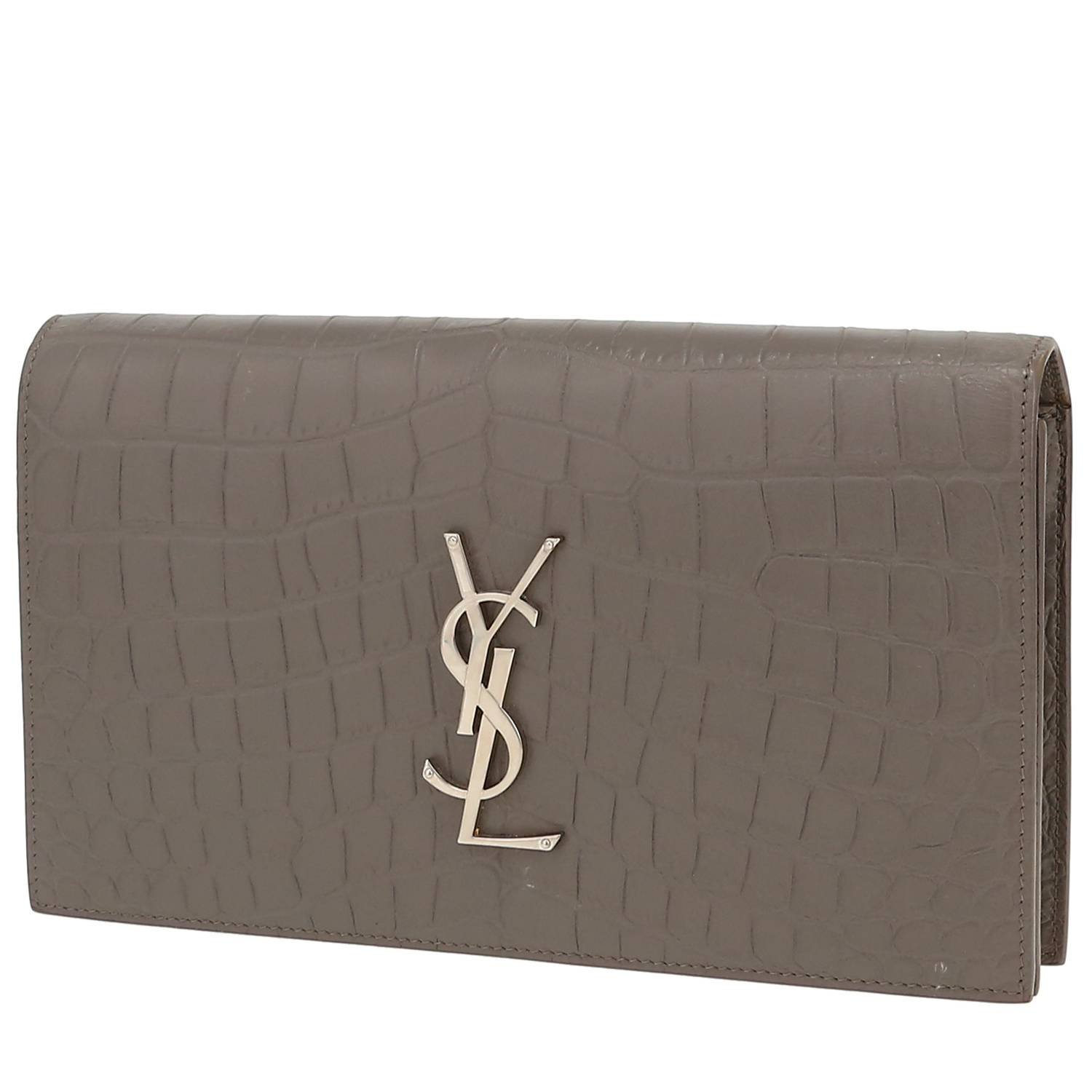 Saint Laurent Kate pouch in grey leather