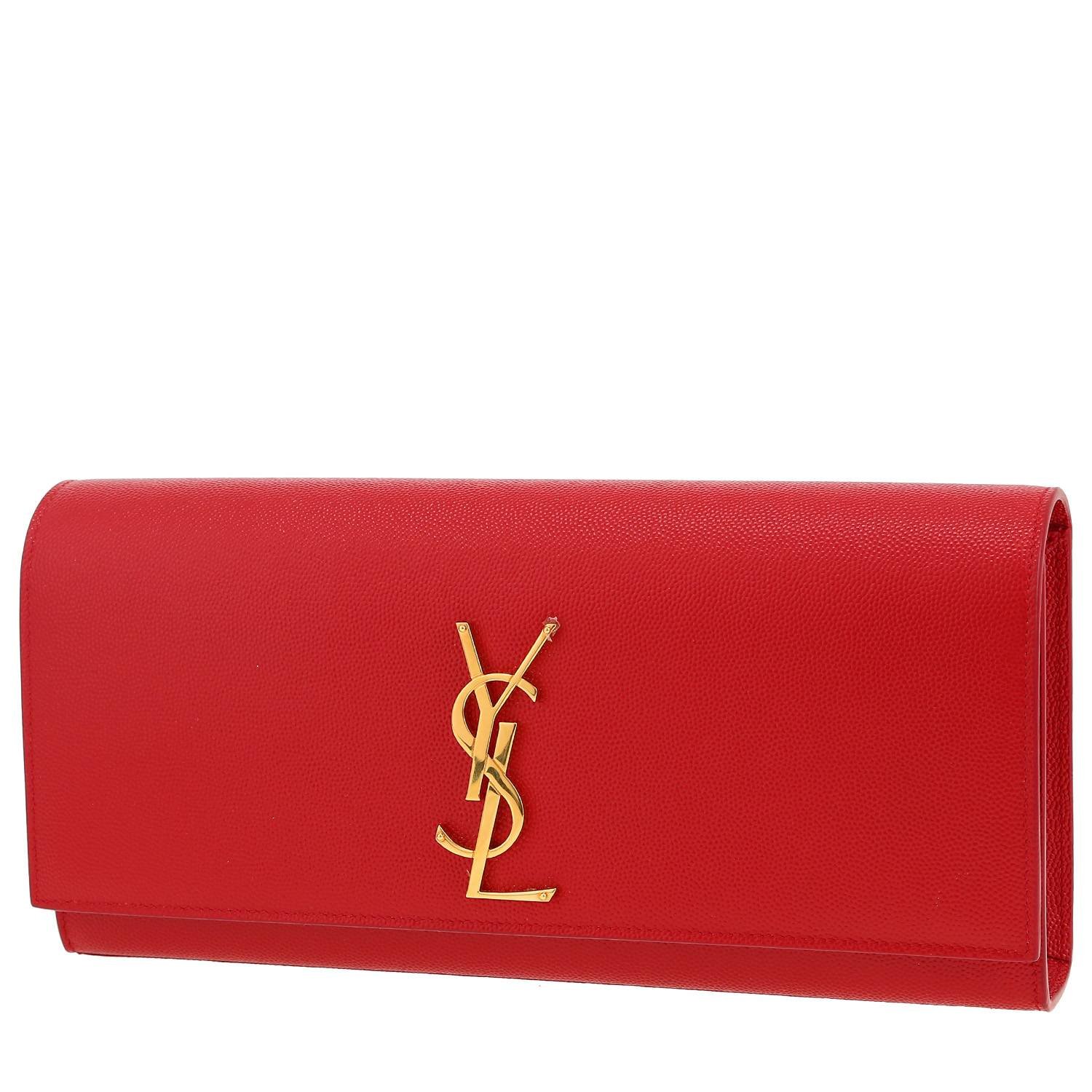 Saint Laurent Kate pouch in red grained leather