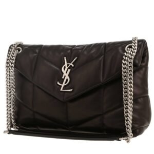 Saint Laurent Puffer medium model shoulder bag in black quilted leather