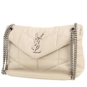 Saint Laurent Puffer small model shoulder bag in off-white chevron quilted leather