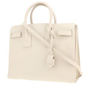 Saint Laurent Sac de jour small model handbag in white grained leather