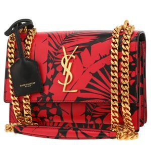Saint Laurent Sunset shoulder bag in red and black leather