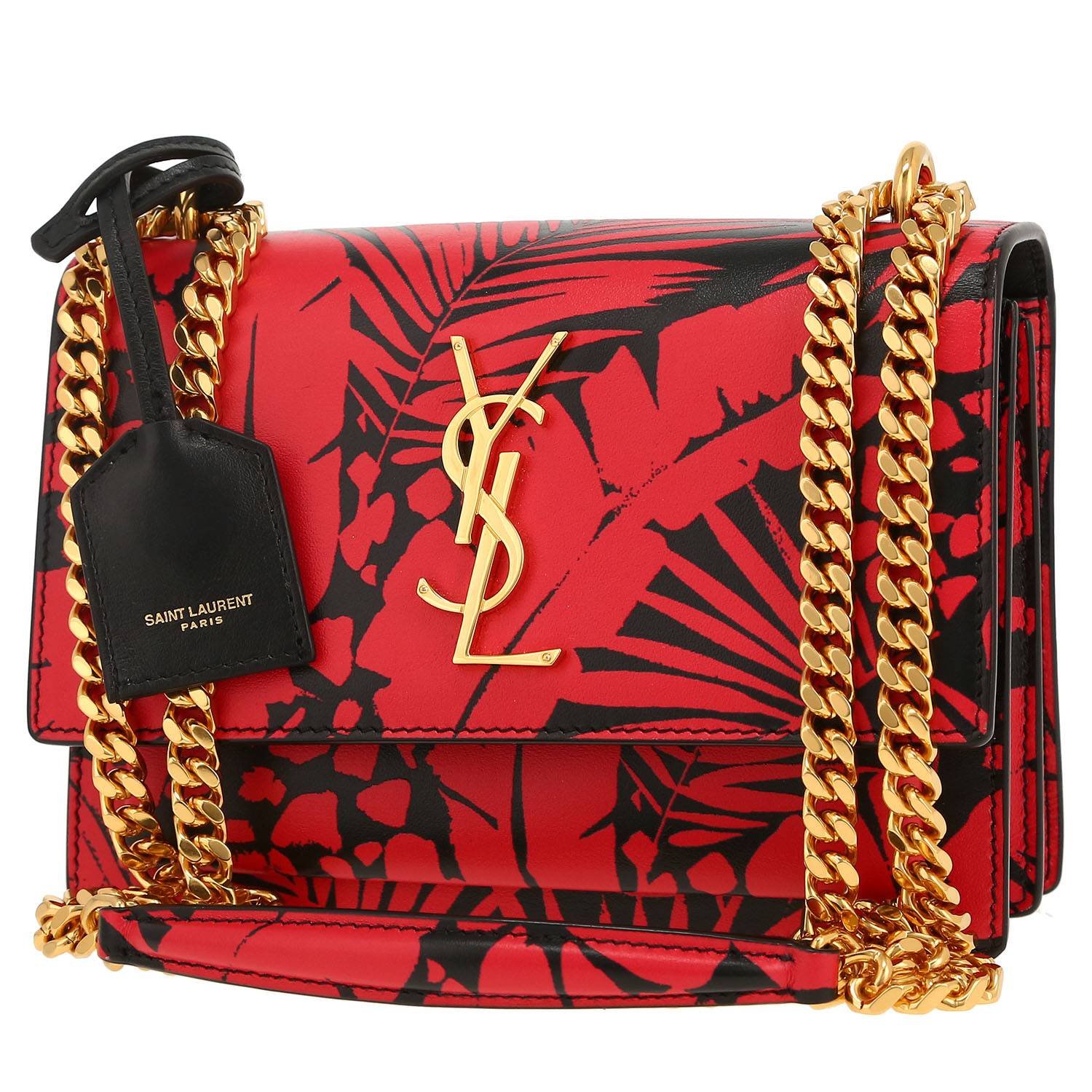 Saint Laurent Sunset shoulder bag in red and black leather