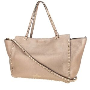 Valentino Garavani Rockstud shopping bag in gold grained leather