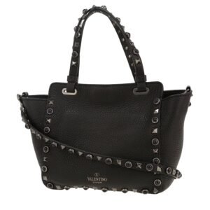 Valentino Garavani Rockstud small model handbag in black grained leather