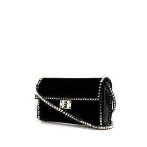 Valentino Rockstud shoulder bag in black velvet