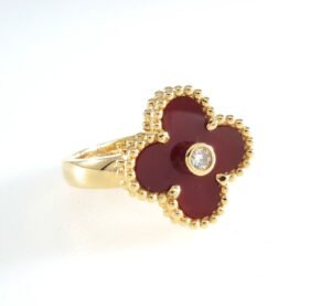 VAN CLEEF &ARPELS Carnelian Diamond 18K Yellow Gold Ring VCA – R10900