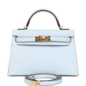 Hermes Kelly Sellier 20 Bleu Brume Epsom Gold Hardware